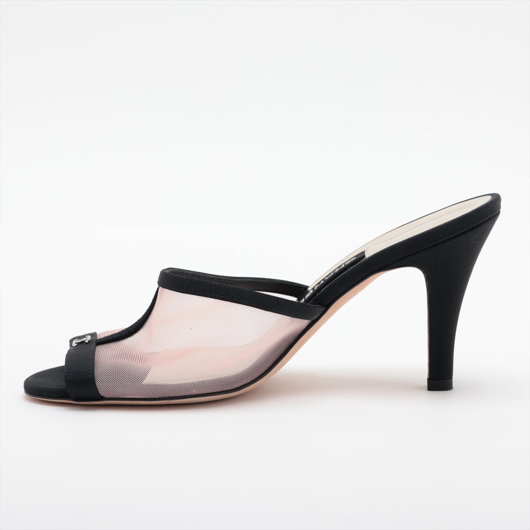 Top Quality Chanel Coco Mesh x Patent Leather Sandal 36 1/2  Black x Pink