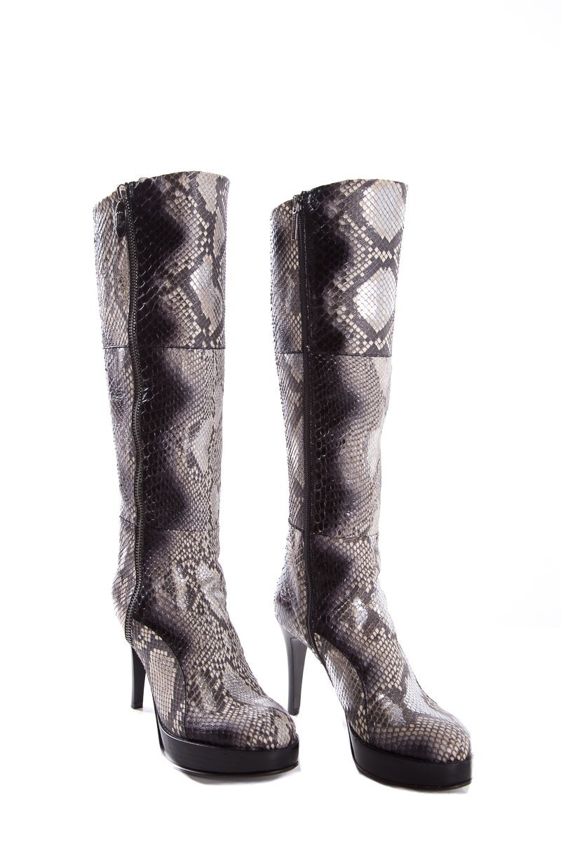 Roberto Botticelli Python Leather Knee-High Boots SZ 36