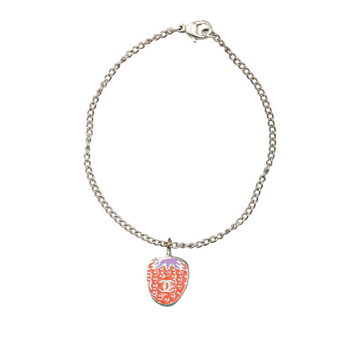Top Quality Chanel Coco Mark Strawberry Bracelet Silver Red