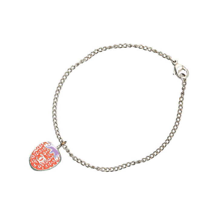 Top Quality Chanel Coco Mark Strawberry Bracelet Silver Red
