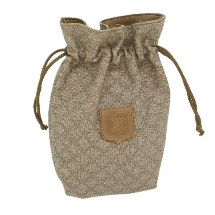 Celine Macadam Canvas Drawstring Pouch Beige  ai715