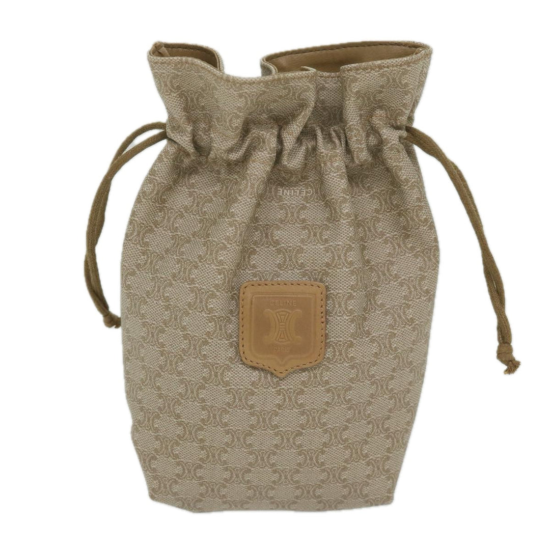 Celine Macadam Canvas Drawstring Pouch Beige  ai715