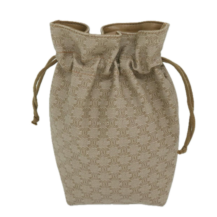 Celine Macadam Canvas Drawstring Pouch Beige  ai715