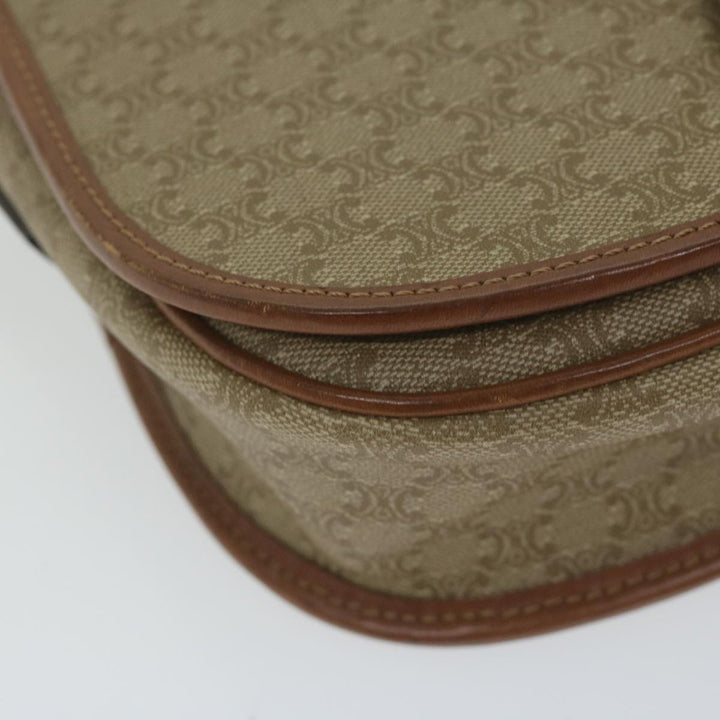 Celine Macadam Canvas Shoulder Bag Beige Auth ai726