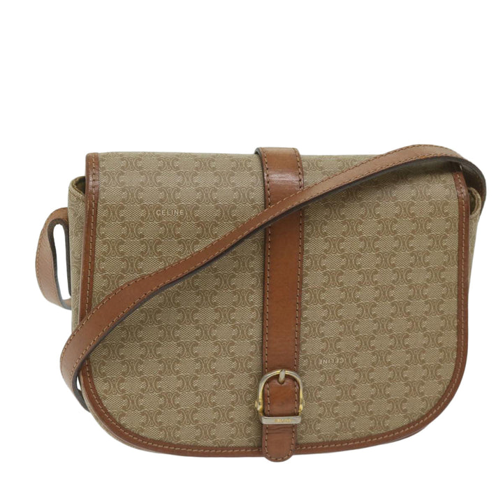 Celine Macadam Canvas Shoulder Bag Beige Auth ai726