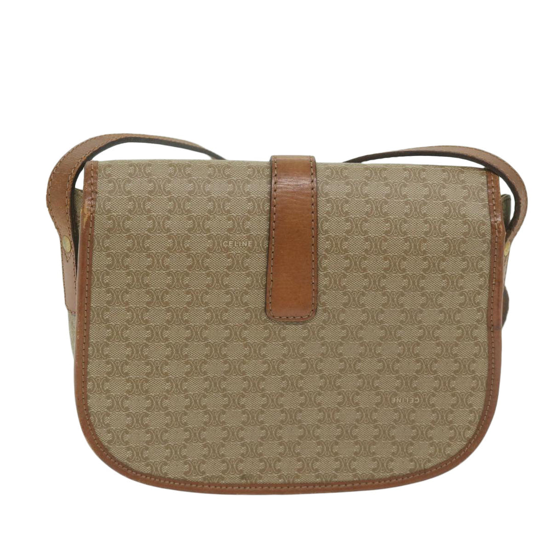 Celine Macadam Canvas Shoulder Bag Beige Auth ai726