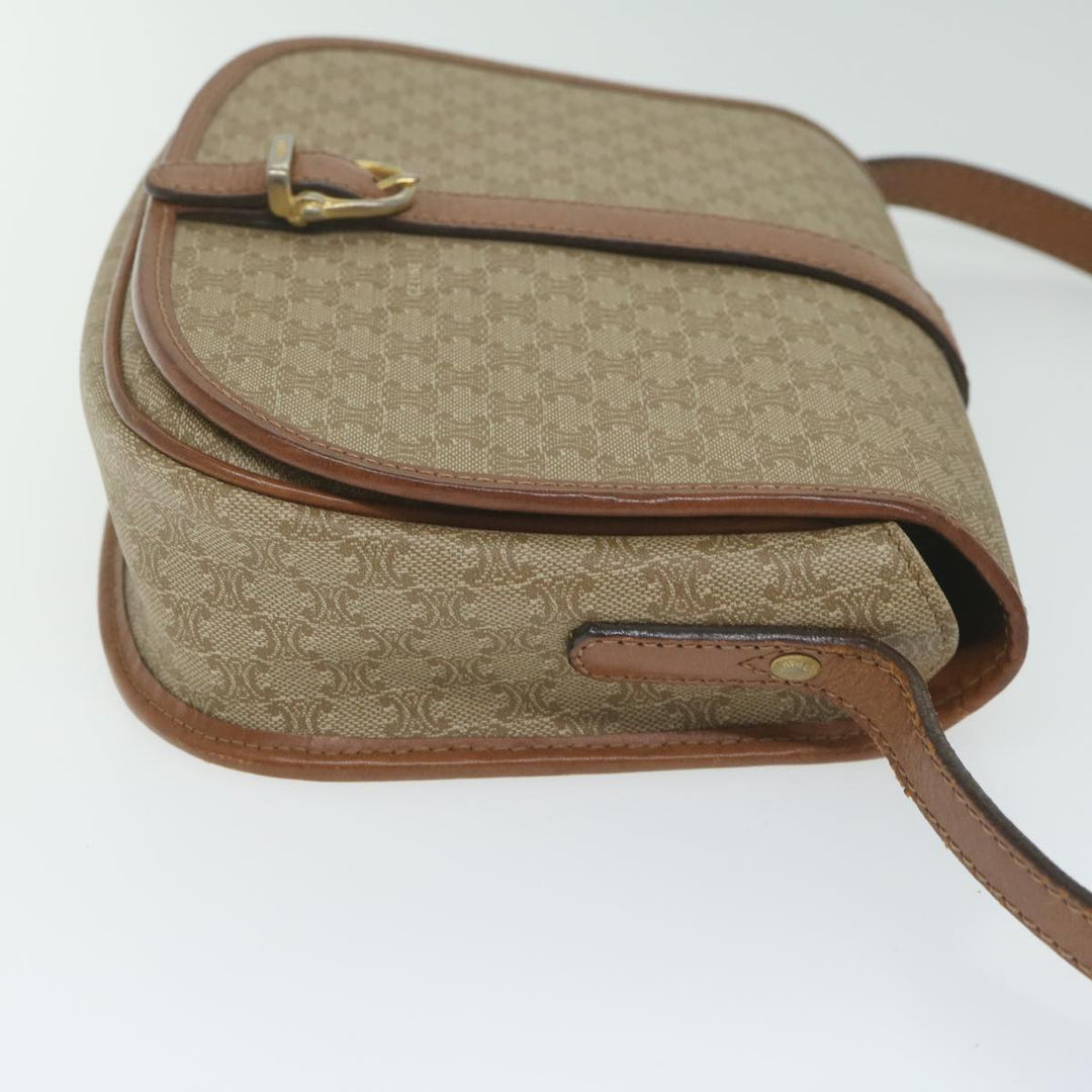 Celine Macadam Canvas Shoulder Bag Beige Auth ai726