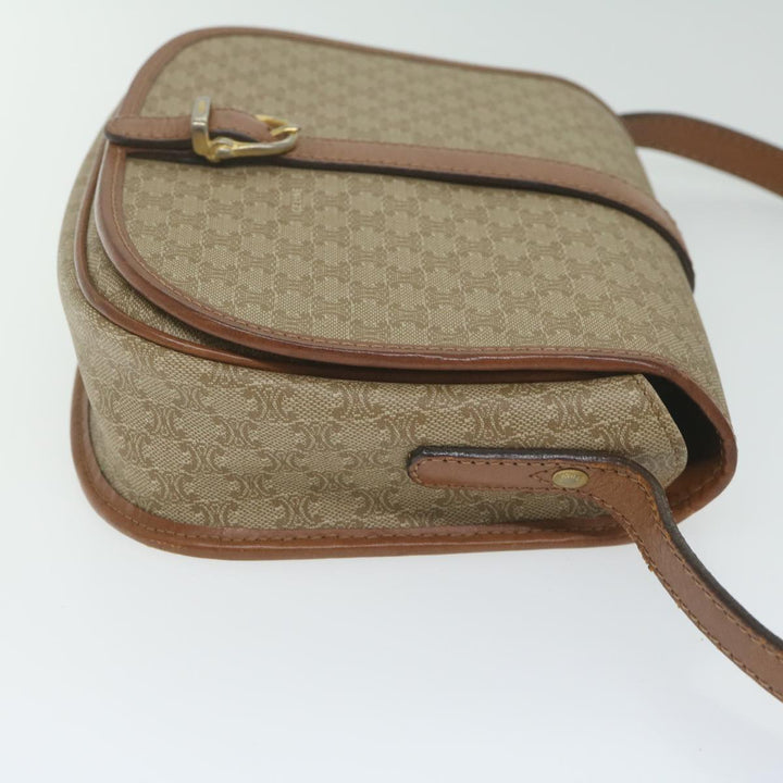 Celine Macadam Canvas Shoulder Bag Beige Auth ai726