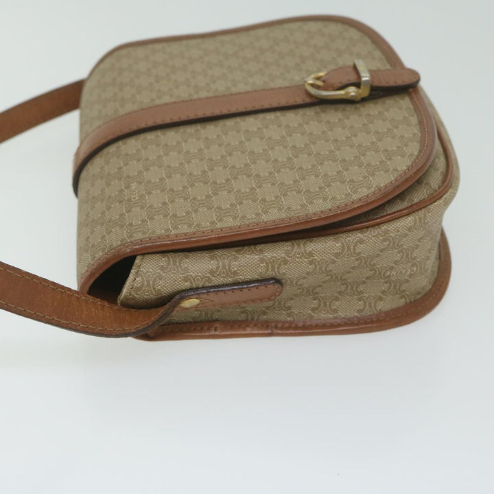 Celine Macadam Canvas Shoulder Bag Beige Auth ai726
