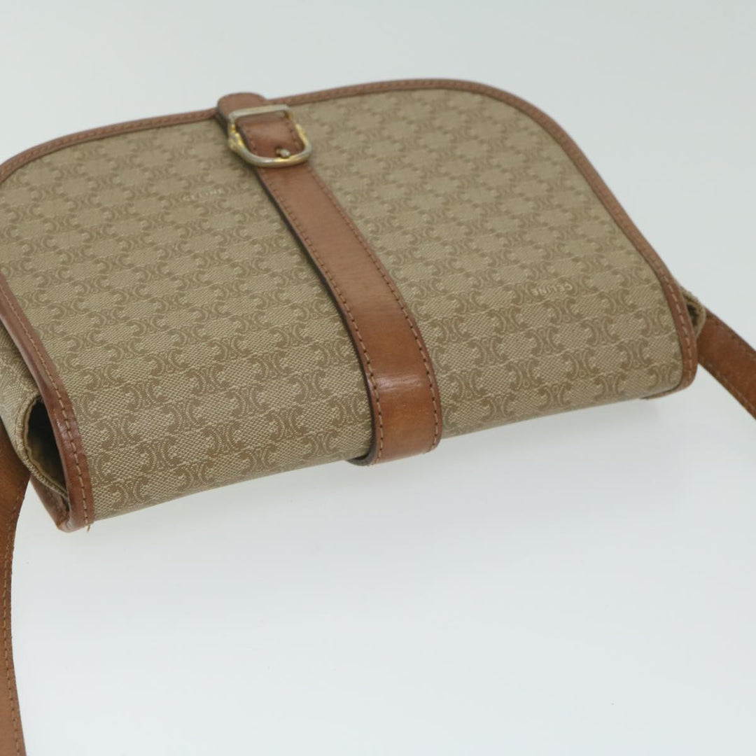 Celine Macadam Canvas Shoulder Bag Beige Auth ai726