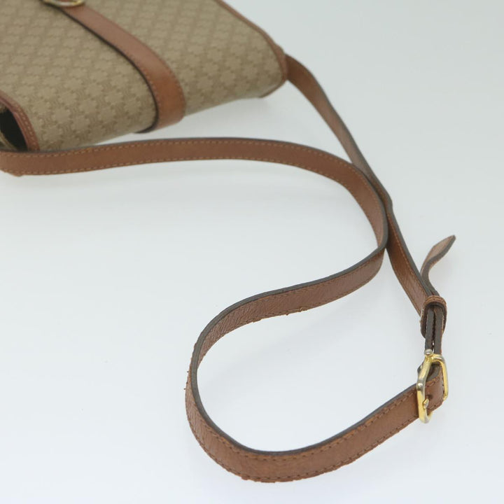 Celine Macadam Canvas Shoulder Bag Beige Auth ai726