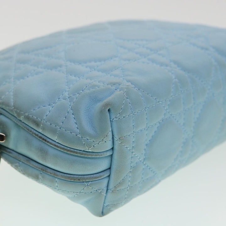 CHRISTIAN Top quality Dior Lady Top quality Dior Canage Pouch Lamb Skin Blue Auth am3267