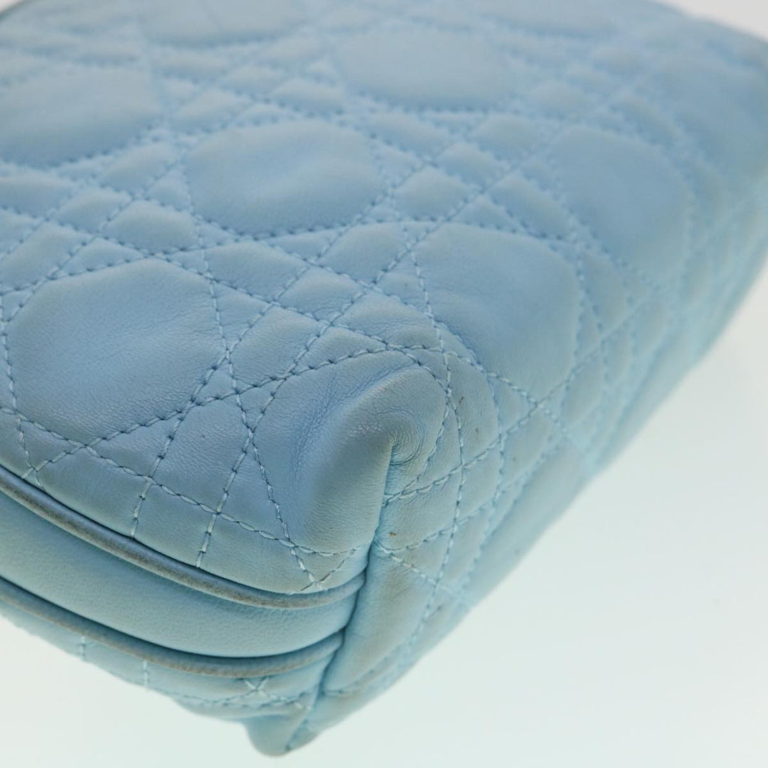 CHRISTIAN Top quality Dior Lady Top quality Dior Canage Pouch Lamb Skin Blue Auth am3267