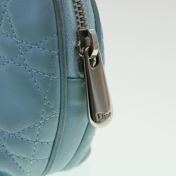 CHRISTIAN Top quality Dior Lady Top quality Dior Canage Pouch Lamb Skin Blue Auth am3267
