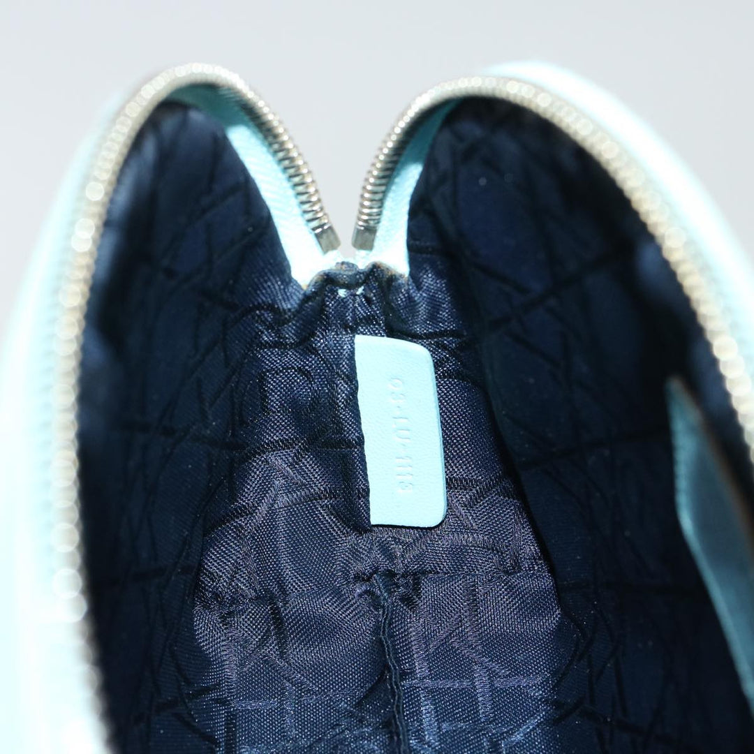 CHRISTIAN Top quality Dior Lady Top quality Dior Canage Pouch Lamb Skin Blue Auth am3267
