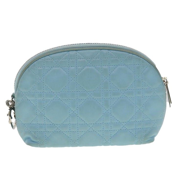 CHRISTIAN Top quality Dior Lady Top quality Dior Canage Pouch Lamb Skin Blue Auth am3267