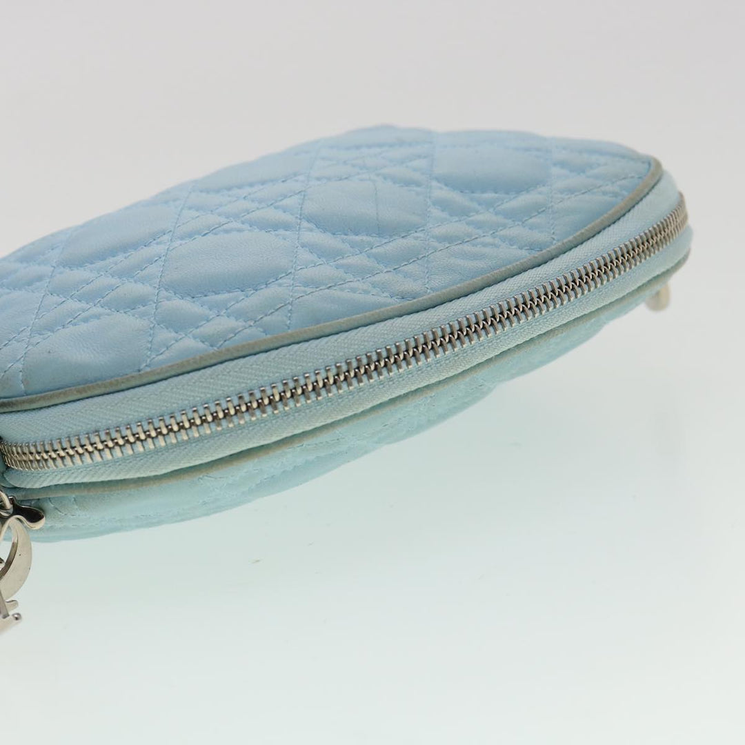 CHRISTIAN Top quality Dior Lady Top quality Dior Canage Pouch Lamb Skin Blue Auth am3267