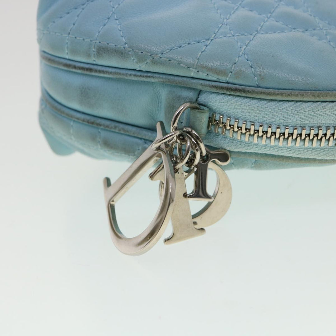 CHRISTIAN Top quality Dior Lady Top quality Dior Canage Pouch Lamb Skin Blue Auth am3267
