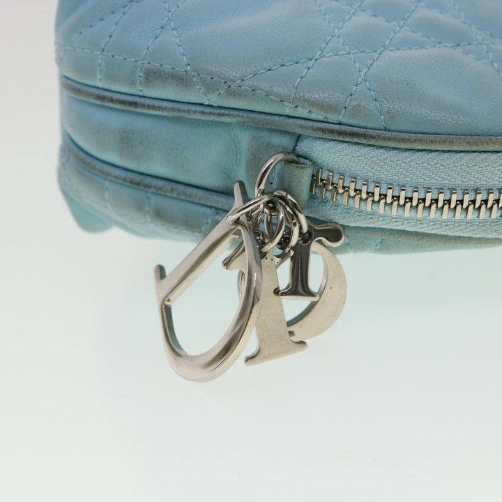 CHRISTIAN Top quality Dior Lady Top quality Dior Canage Pouch Lamb Skin Blue Auth am3267