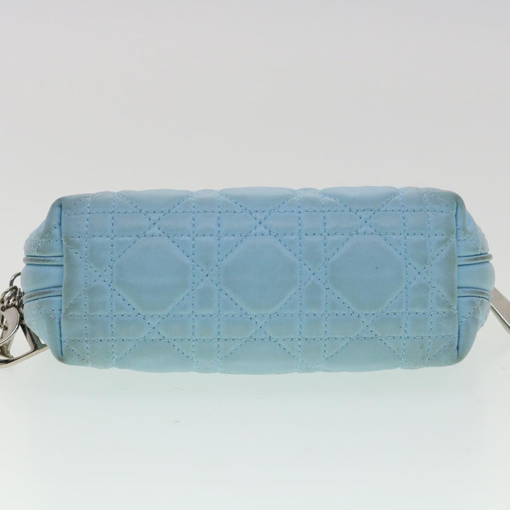CHRISTIAN Top quality Dior Lady Top quality Dior Canage Pouch Lamb Skin Blue Auth am3267