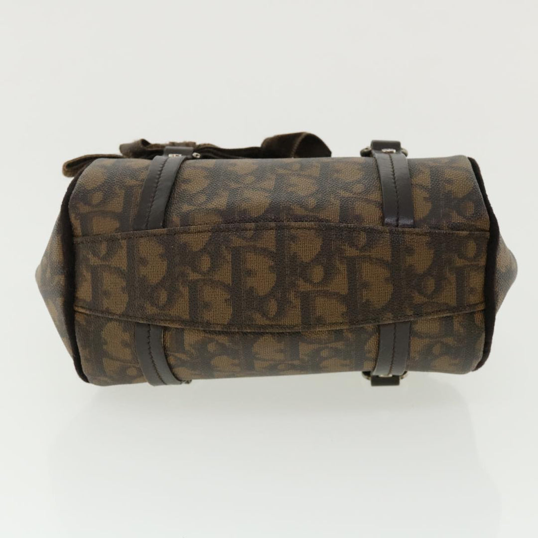 CHRISTIAN Top quality Dior Trotter Canvas Hand Bag Brown Auth am3391
