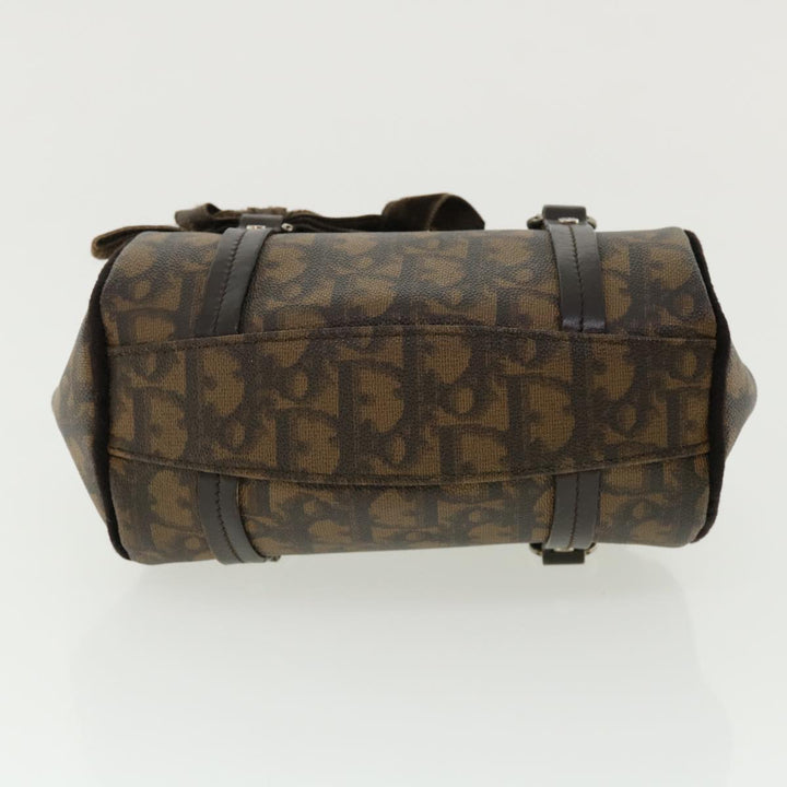 CHRISTIAN Top quality Dior Trotter Canvas Hand Bag Brown Auth am3391