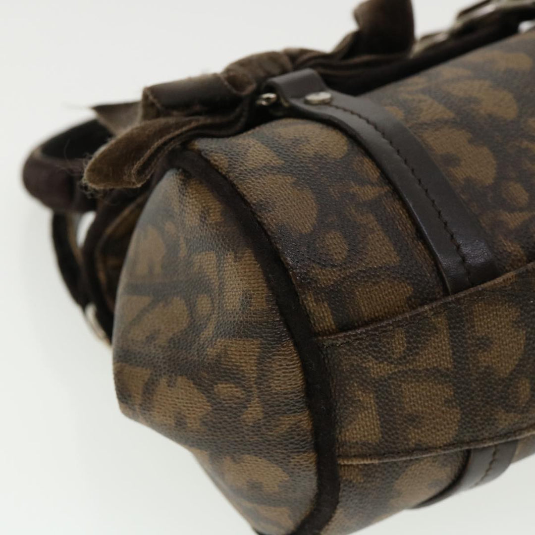 CHRISTIAN Top quality Dior Trotter Canvas Hand Bag Brown Auth am3391