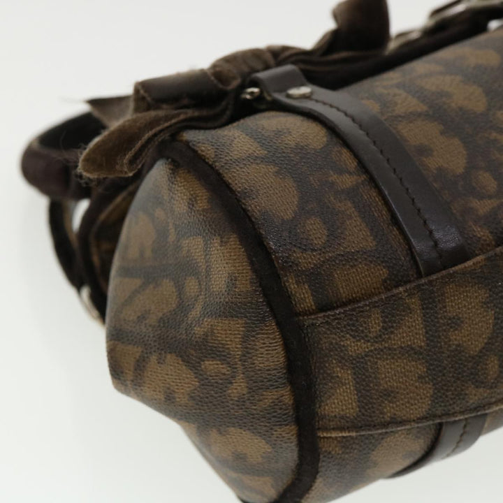 CHRISTIAN Top quality Dior Trotter Canvas Hand Bag Brown Auth am3391