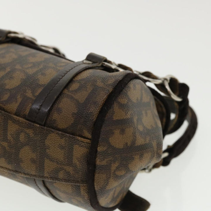 CHRISTIAN Top quality Dior Trotter Canvas Hand Bag Brown Auth am3391