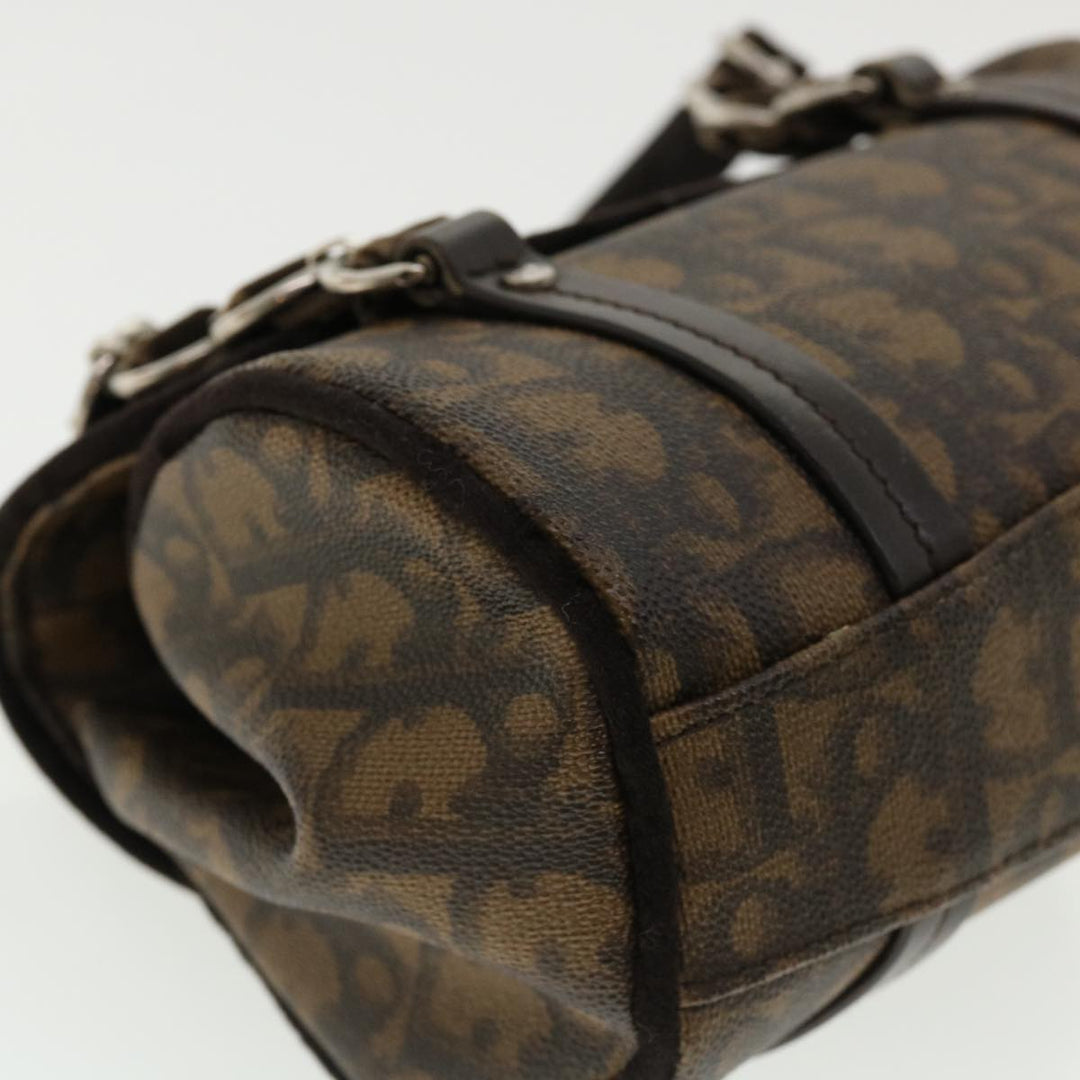 CHRISTIAN Top quality Dior Trotter Canvas Hand Bag Brown Auth am3391