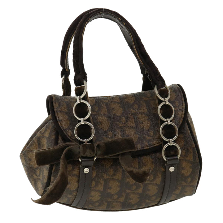 CHRISTIAN Top quality Dior Trotter Canvas Hand Bag Brown Auth am3391