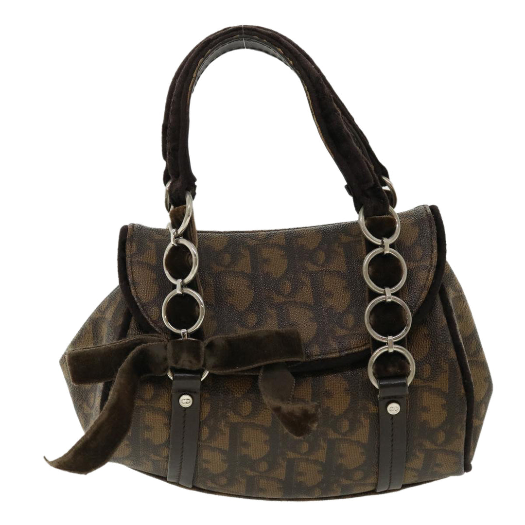 CHRISTIAN Top quality Dior Trotter Canvas Hand Bag Brown Auth am3391