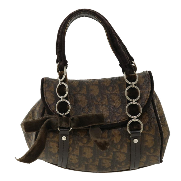 CHRISTIAN Top quality Dior Trotter Canvas Hand Bag Brown Auth am3391