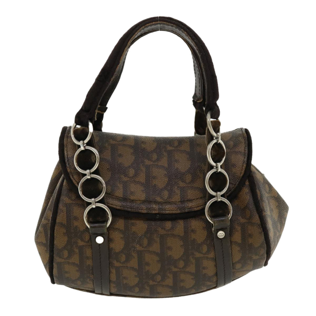 CHRISTIAN Top quality Dior Trotter Canvas Hand Bag Brown Auth am3391