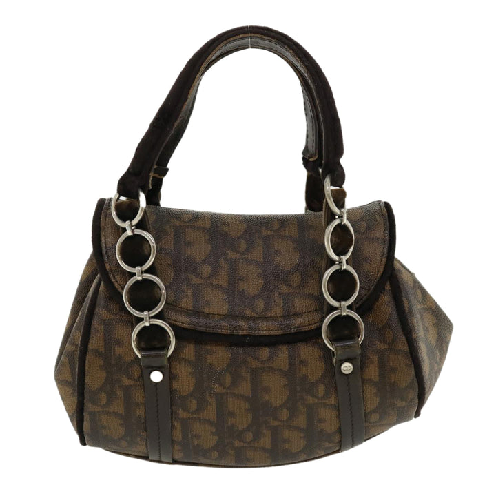 CHRISTIAN Top quality Dior Trotter Canvas Hand Bag Brown Auth am3391