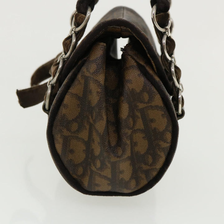 CHRISTIAN Top quality Dior Trotter Canvas Hand Bag Brown Auth am3391