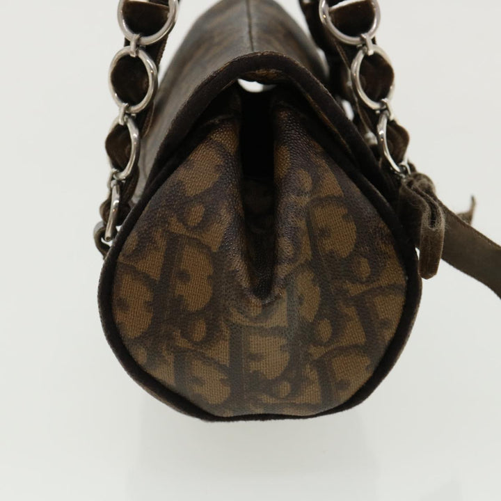 CHRISTIAN Top quality Dior Trotter Canvas Hand Bag Brown Auth am3391