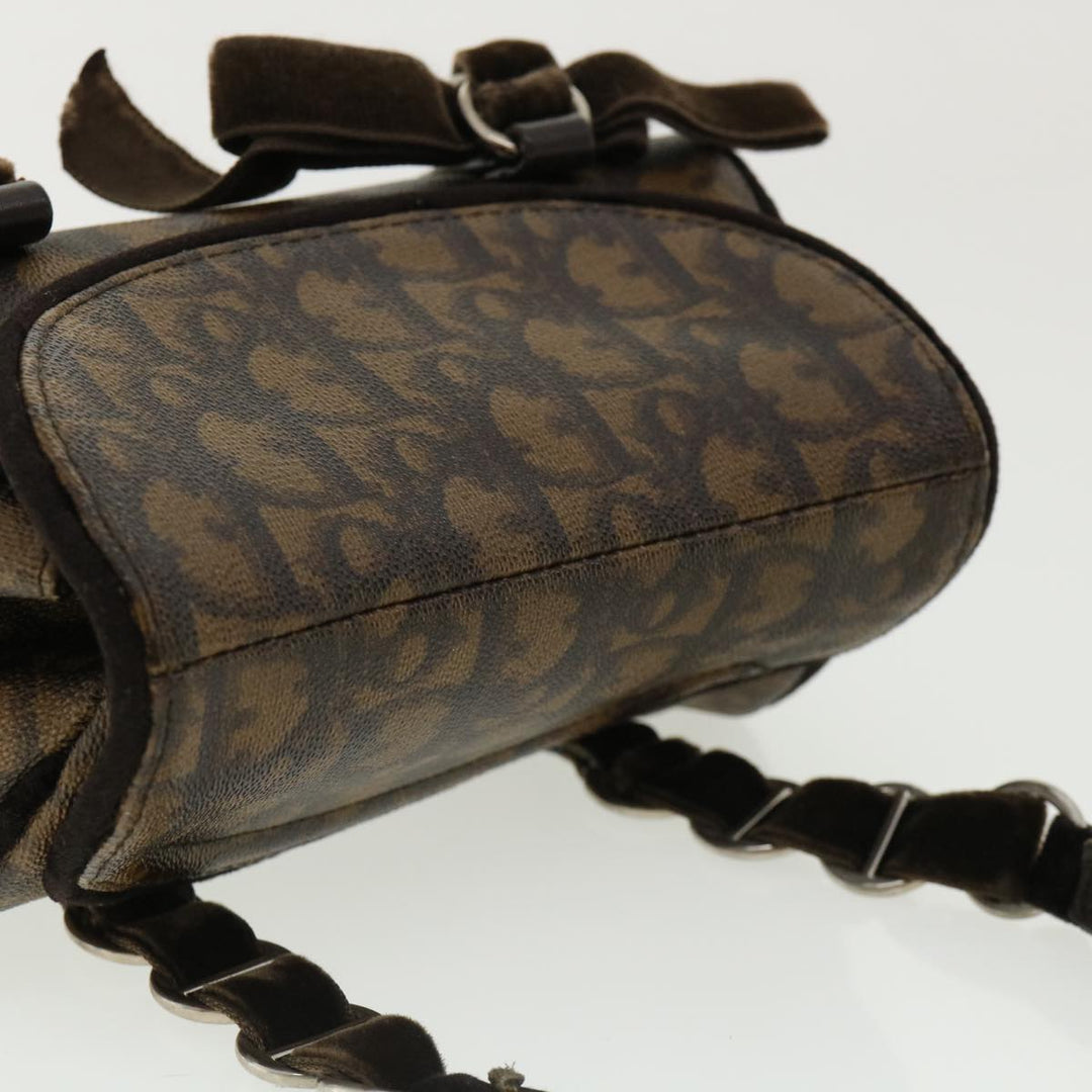 CHRISTIAN Top quality Dior Trotter Canvas Hand Bag Brown Auth am3391