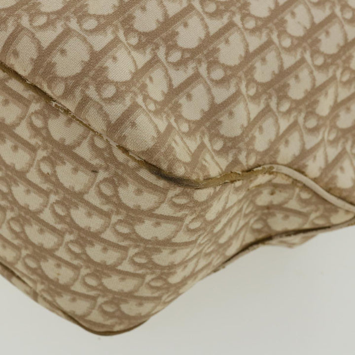 CHRISTIAN Top quality Dior Trotter Canvas Chain Tote Bag PVC Leather Beige Auth am3502