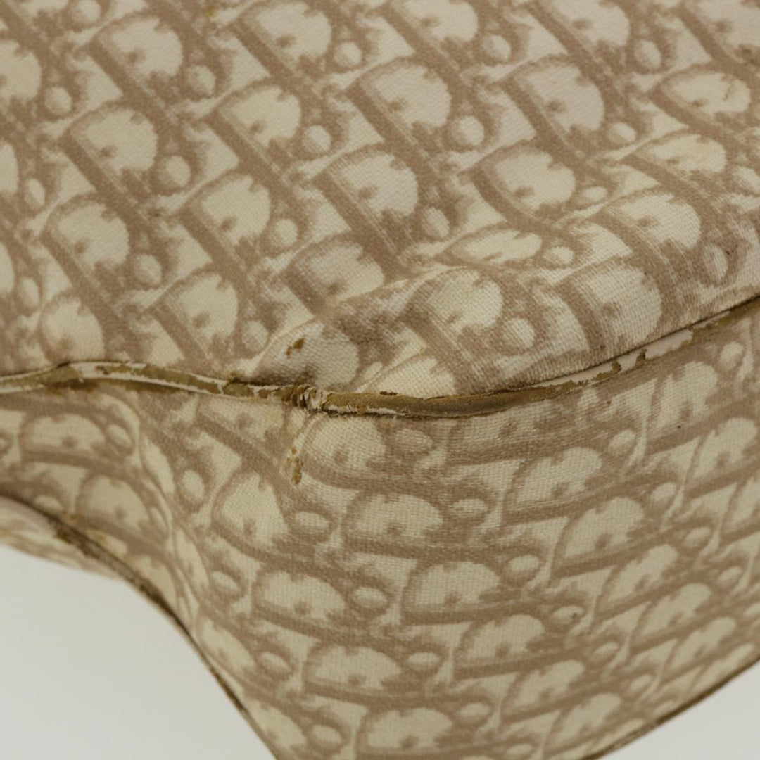 CHRISTIAN Top quality Dior Trotter Canvas Chain Tote Bag PVC Leather Beige Auth am3502