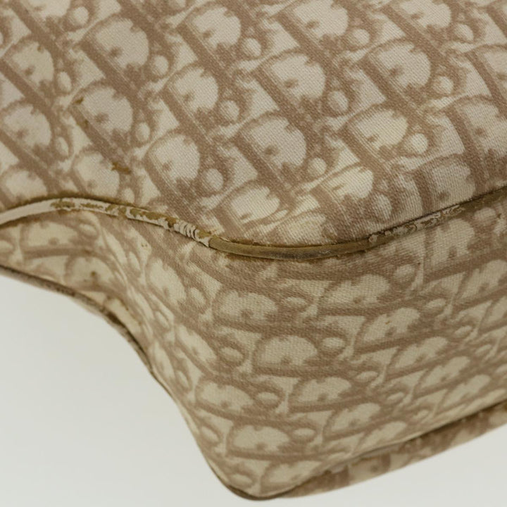 CHRISTIAN Top quality Dior Trotter Canvas Chain Tote Bag PVC Leather Beige Auth am3502