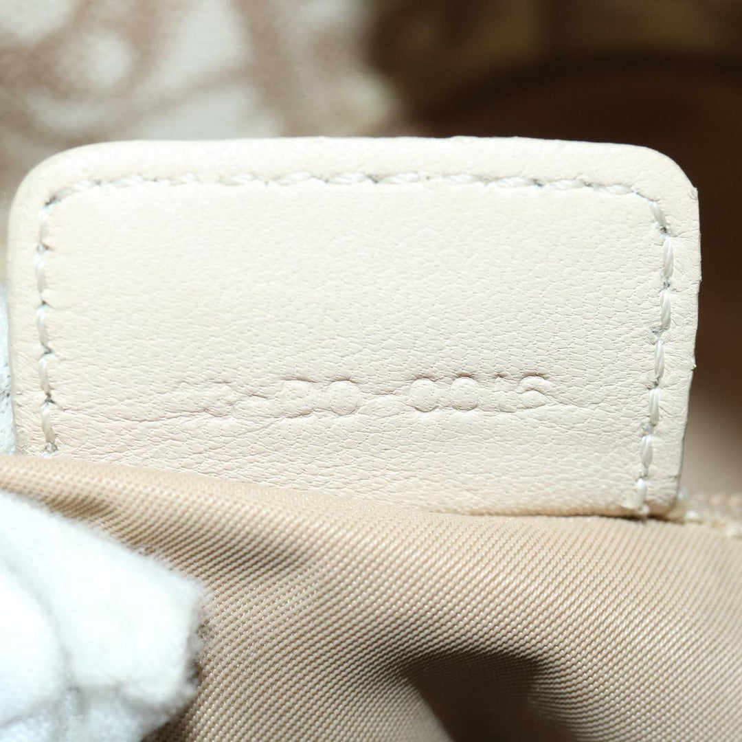 CHRISTIAN Top quality Dior Trotter Canvas Chain Tote Bag PVC Leather Beige Auth am3502