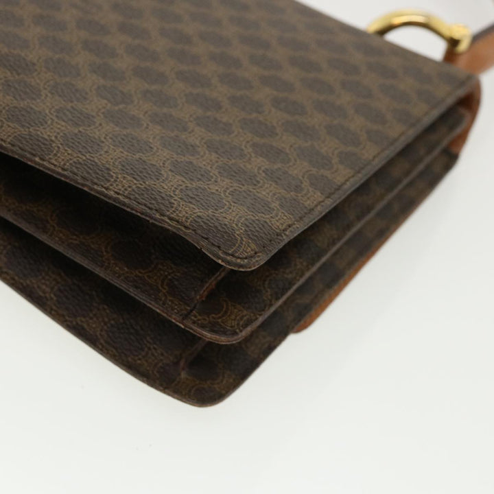Celine Macadam Canvas Hand Bag PVC Leather Brown Auth am3590