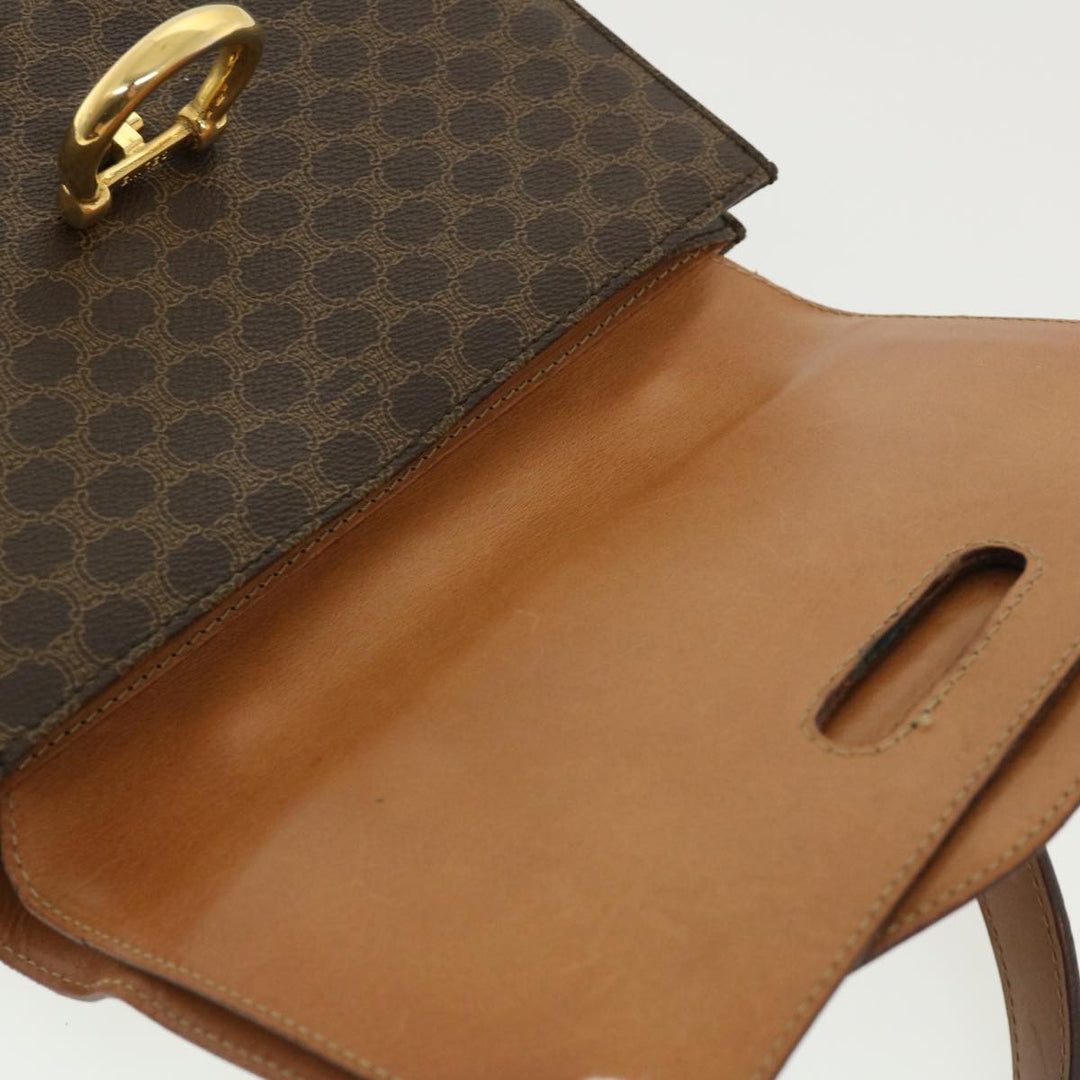 Celine Macadam Canvas Hand Bag PVC Leather Brown Auth am3590