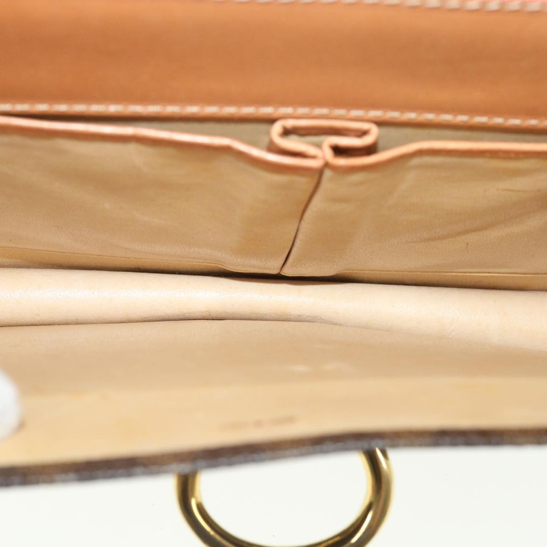 Celine Macadam Canvas Hand Bag PVC Leather Brown Auth am3590