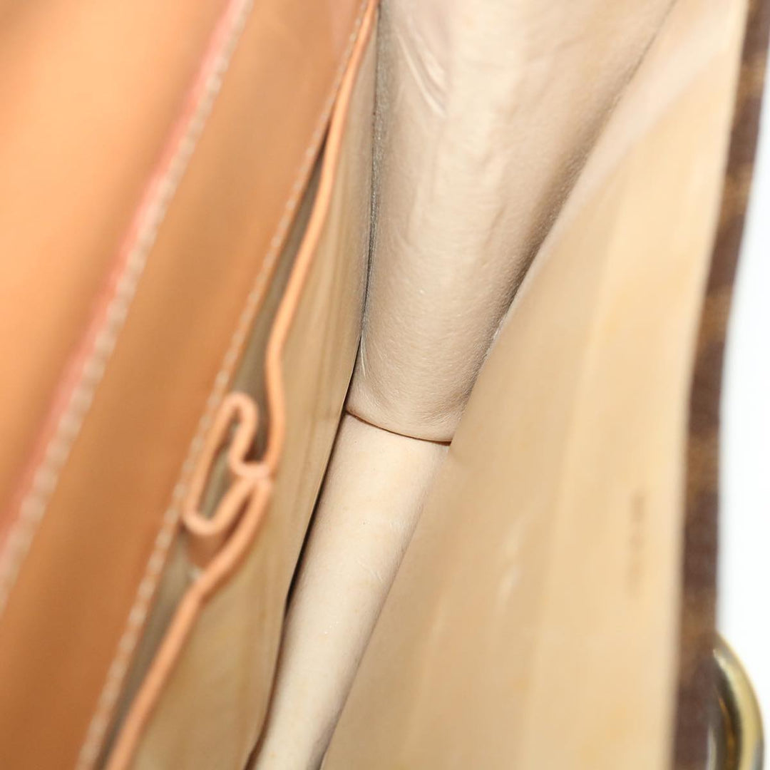 Celine Macadam Canvas Hand Bag PVC Leather Brown Auth am3590