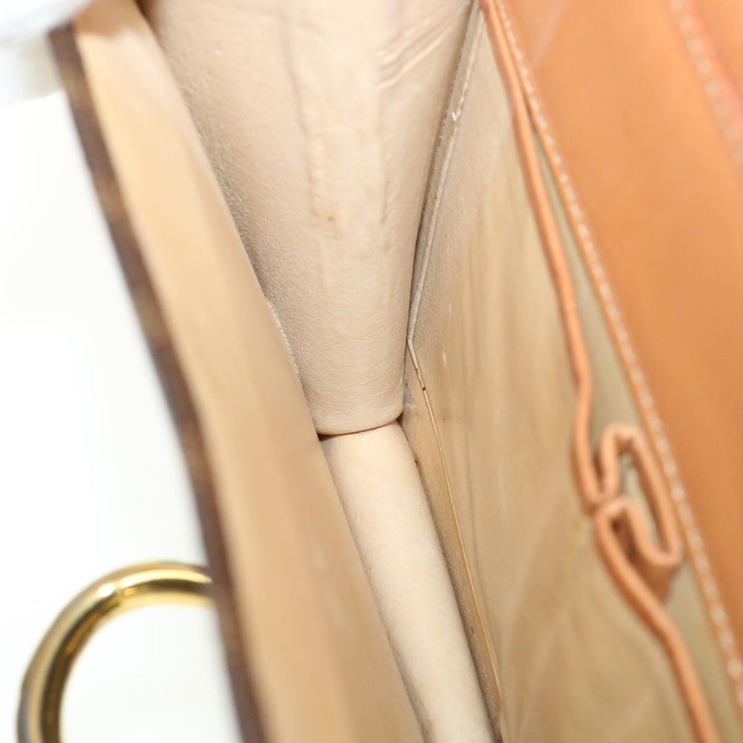 Celine Macadam Canvas Hand Bag PVC Leather Brown Auth am3590