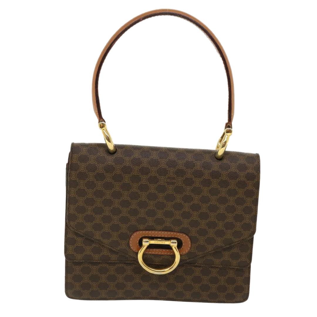 Celine Macadam Canvas Hand Bag PVC Leather Brown Auth am3590