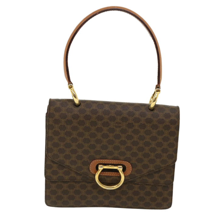 Celine Macadam Canvas Hand Bag PVC Leather Brown Auth am3590