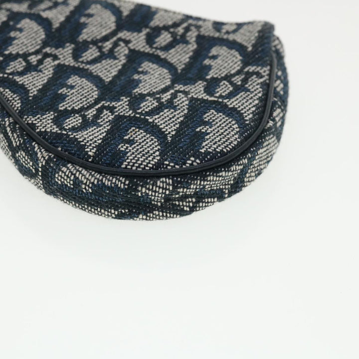 CHRISTIAN Top quality Dior Trotter Canvas Saddle Coin Purse Navy Auth am3626